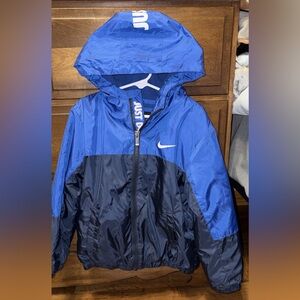 Nike Kids Two-Tone Blue and Navy Lined Raincoat